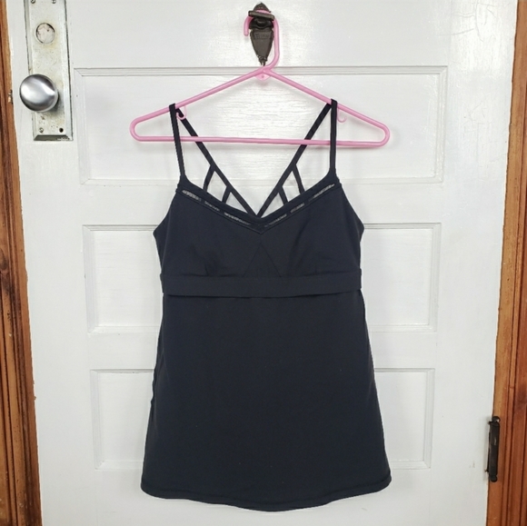 🌷SOLD🌷Lululemon Strappy Cage Bra Tank Cami▪︎Keyhole▪︎Mesh Inlays▪︎BLACK▪︎10 - Picture 11 of 11